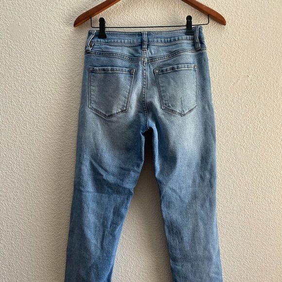 KanCan Straight High Rise Backed Ripped Ankle Jean Size 26 x 25.5 Distressed - Picture 4 of 6